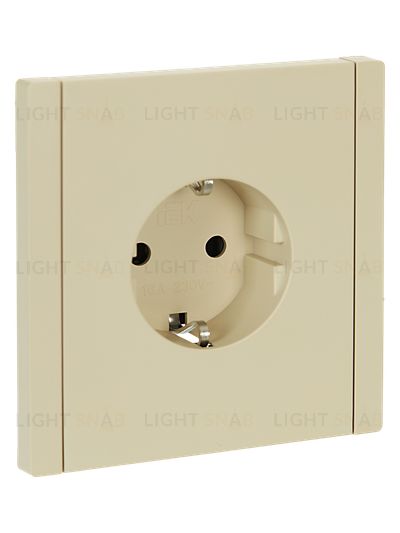 Розетка с заземлением с защитными шторками 16А безвинтовое крепление IEK Forte&Piano ваниль FP-R14-16-1-K10 FP-R14-16-1-K10