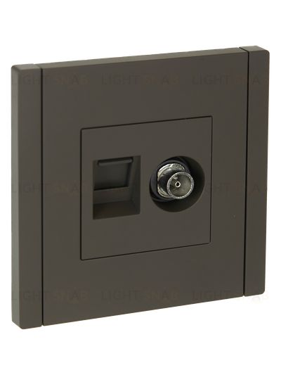 Розетка двойная TV+RJ45 кат.6E IEK Forte&Piano серый FP-AK20-2-K03 FP-AK20-2-K03