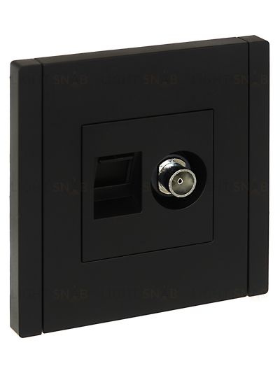 Розетка двойная TV+RJ45 кат.5E IEK Forte&Piano черный FP-AK20-1-K02 FP-AK20-1-K02