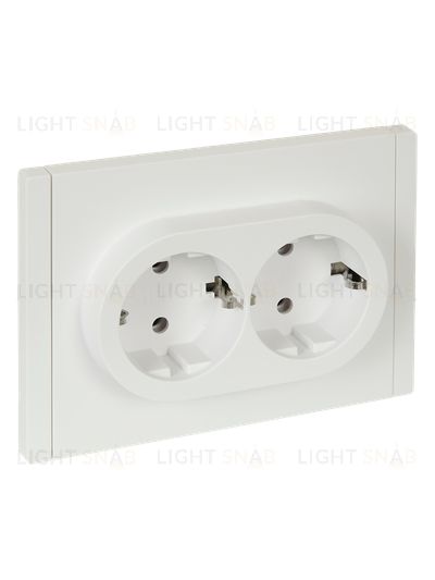 Розетка 2-местная с заземлением без защитных шторок 16А в сборе безвинтовое крепление IEK Forte&Piano белый FP-R21-16-1-K01 FP-R21-16-1-K01