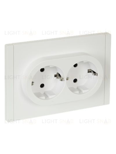 Розетка 2-местная с заземлением с защитными шторками 16А в сборе безвинтовое крепление IEK Forte&Piano белый FP-R24-16-1-K01 FP-R24-16-1-K01