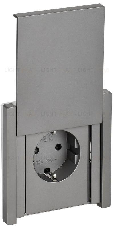 Розетка с заземлением с защитными шторками и крышкой IP44 16А безвинтовое крепление IEK Forte&Piano нержавеющая сталь FP-R16-16-1-44-K46 FP-R16-16-1-44-K46