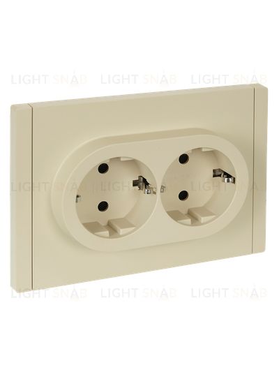 Розетка 2-местная с заземлением с защитными шторками 16А в сборе безвинтовое крепление IEK Forte&Piano ваниль FP-R24-16-1-K10 FP-R24-16-1-K10
