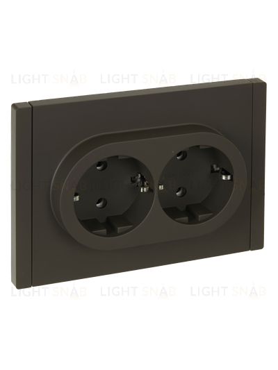 Розетка 2-местная с заземлением без защитных шторок 16А в сборе безвинтовое крепление IEK Forte&Piano серый FP-R21-16-1-K03 FP-R21-16-1-K03