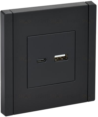 Розетка USB двойная A+C 18Вт IEK Forte&Piano черный FP-U22-018-K02 FP-U22-018-K02