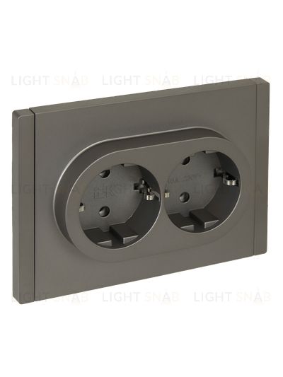 Розетка 2-местная с заземлением без защитных шторок 16А в сборе безвинтовое крепление IEK Forte&Piano нержавеющая сталь FP-R21-16-1-K46 FP-R21-16-1-K46