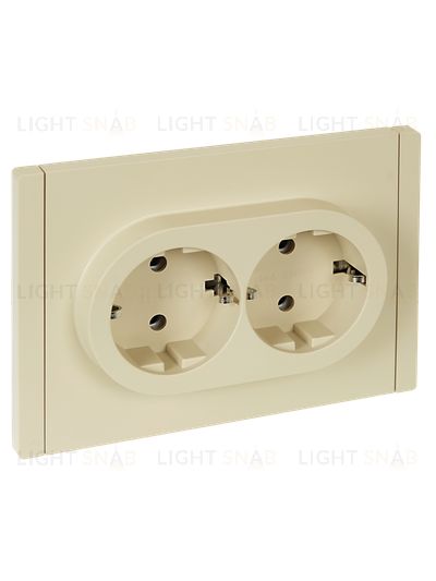 Розетка 2-местная с заземлением без защитных шторок 16А в сборе безвинтовое крепление IEK Forte&Piano ваниль FP-R21-16-1-K10 FP-R21-16-1-K10