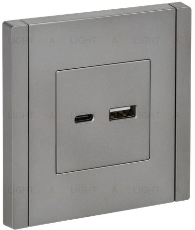 Розетка USB двойная A+C 18Вт IEK Forte&Piano нержавеющая сталь FP-U22-018-K46 FP-U22-018-K46