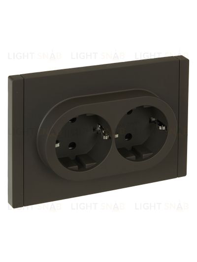 Розетка 2-местная с заземлением с защитными шторками 16А в сборе безвинтовое крепление IEK Forte&Piano серый FP-R24-16-1-K03 FP-R24-16-1-K03