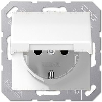 Розетка с заземлением с откидной крышкой и мембраной IP44 Jung 16А/250В, белый матовый 551wu+EP1420KLWWM 551wu + EP1420KLWWM