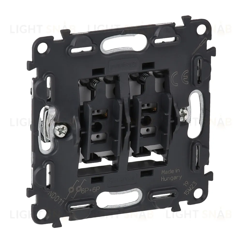 Valena IN'MATIC. Механизм выключателя двухклавишного кнопочного 6А 250В.Безвинтовые зажимы 752018 752018