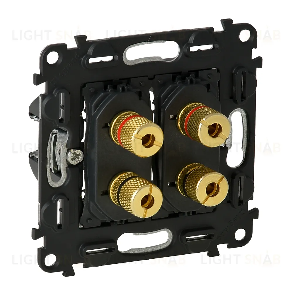 Valena IN'MATIC. Механизм двойной аудиорозетки с винтовыми зажимами ”банан” . 753077 753077