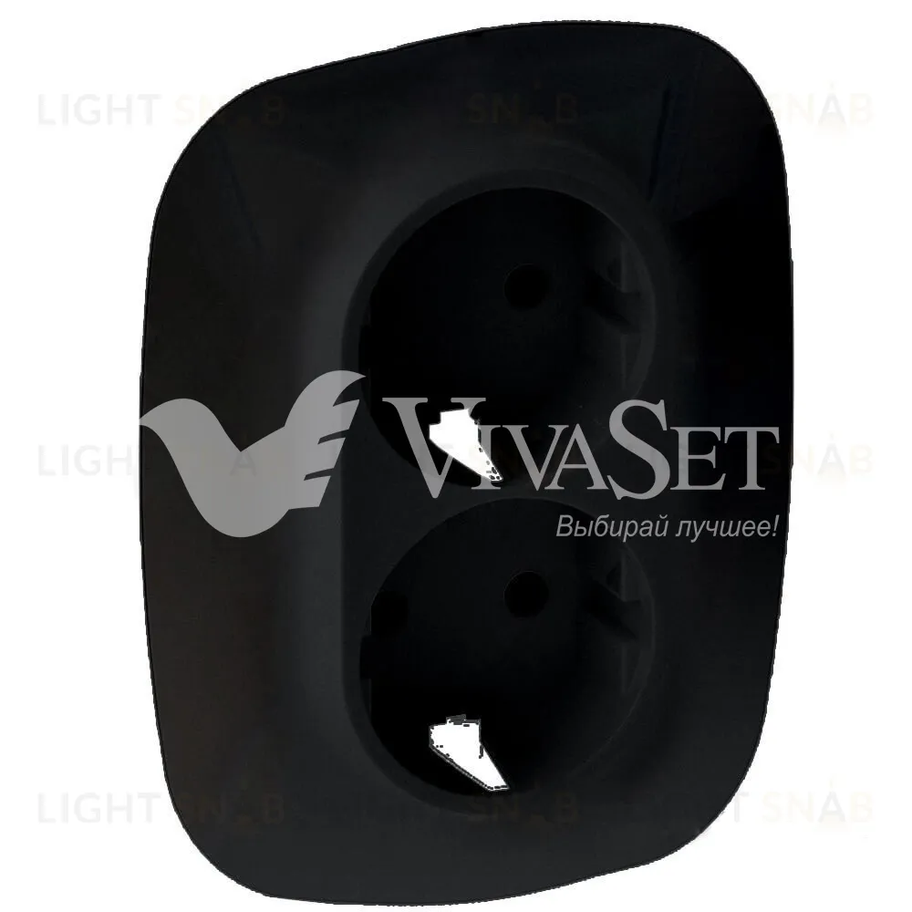 Valena ALLURE.Лицевая панель для двойной силовой розетки 2х2К+З.Антрацит 754958 754958