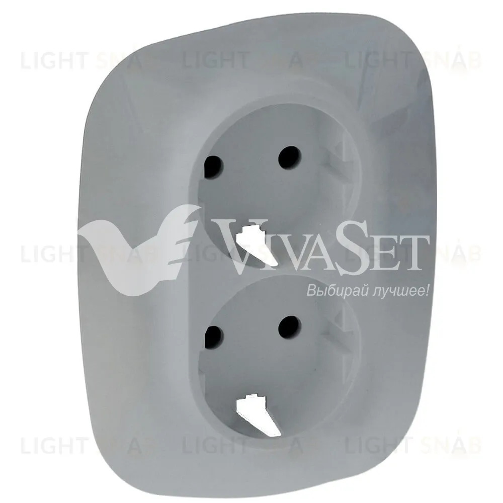 Valena ALLURE.Лицевая панель для двойной силовой розетки 2х2К+З.Алюминий 754957 754957