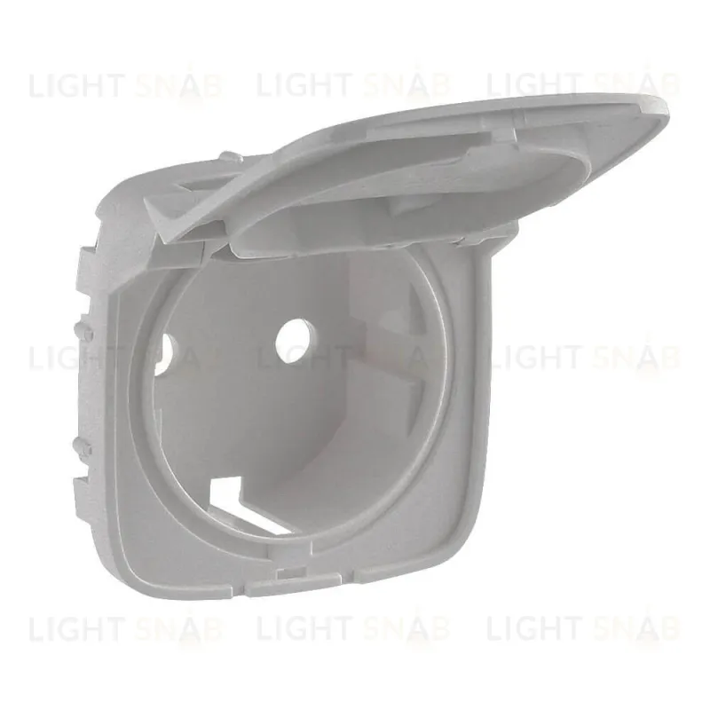 Valena ALLURE.Лицевая панель розетки 2К+З с крышкой.Алюминий 754847 754847