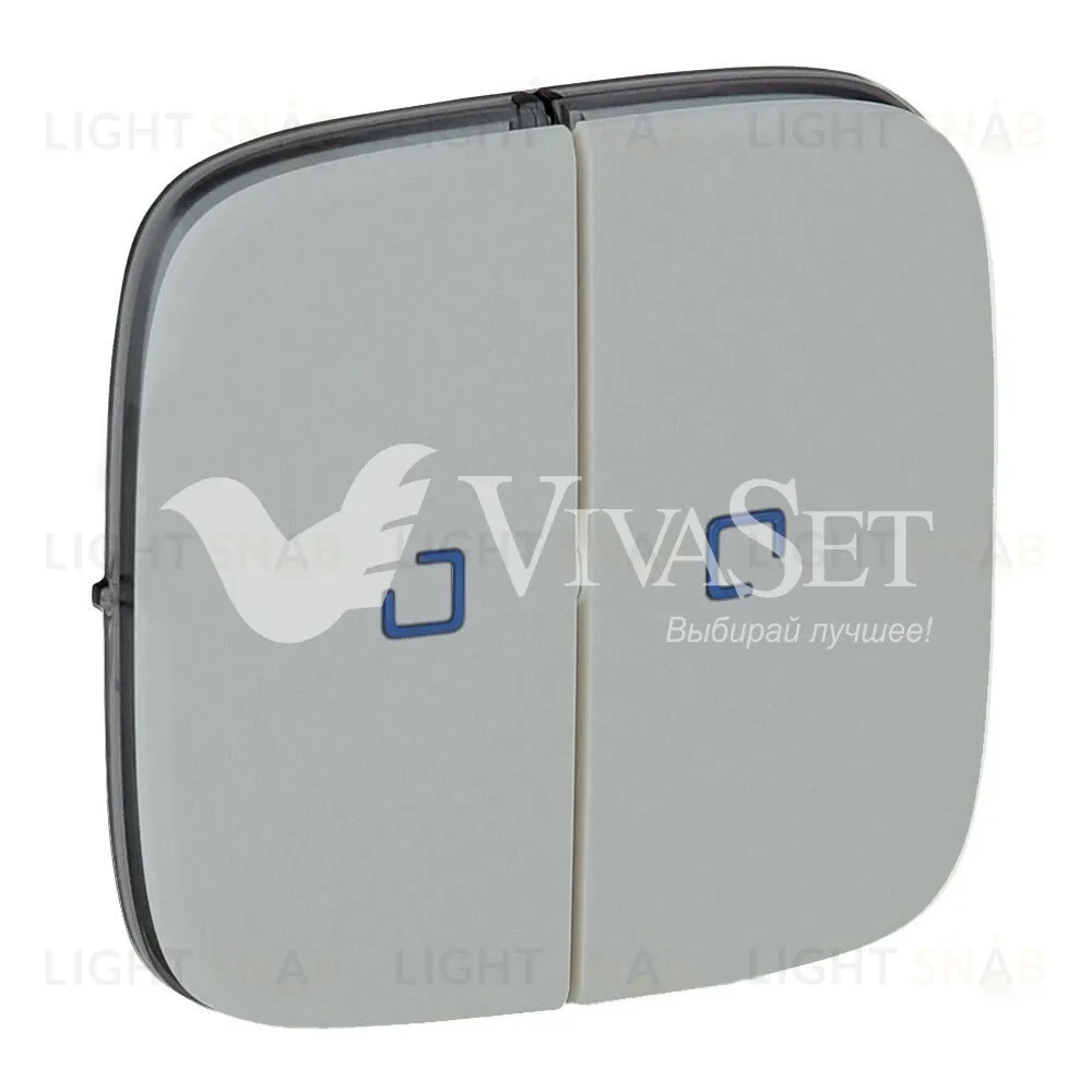 Valena ALLURE.Лицевая панель для выключателя двухклавишного с подсветкой.Алюминий 755227 755227