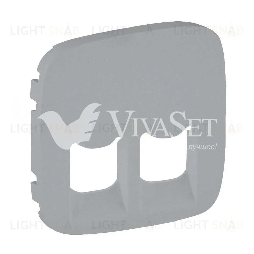 Valena ALLURE.Лицевая панель для двойных телефонных/информационных розеток.Алюминий 755427 755427