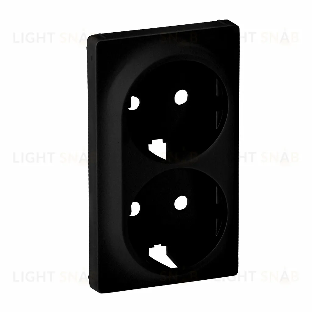 Legrand Valena LIFE. Лицевая панель для двойной силовой розетки 2х2К+З. Антрацит 756952 756952