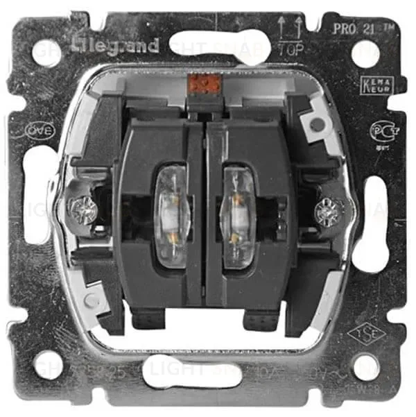 Legrand PRO 21 Мех Выключатель 2-х клавишный с подсветкой 775825 775825