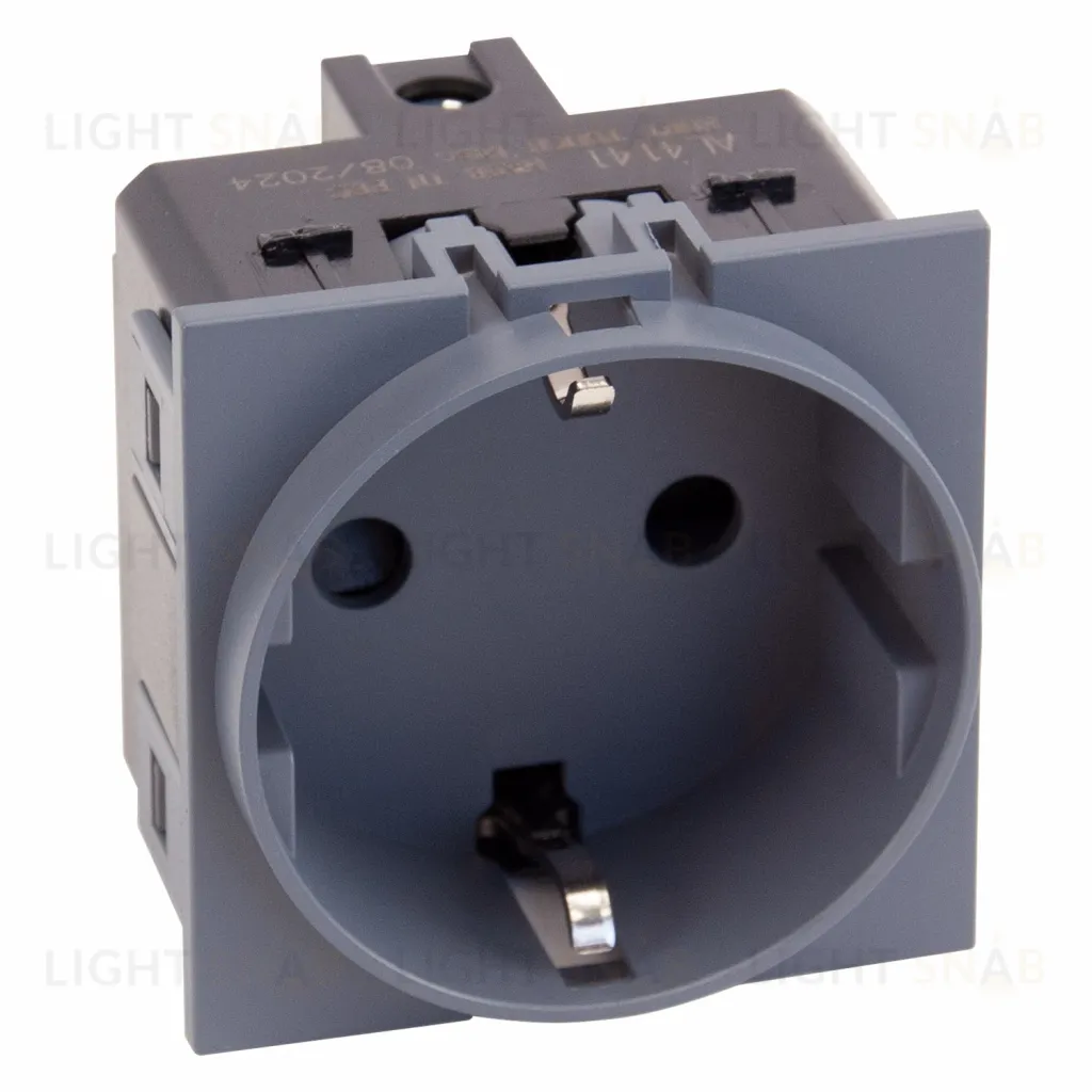 Meiton Розетка 220V с/з со шторками винтовой зажим 16A (Грифель матовый) AL4141 AL4141