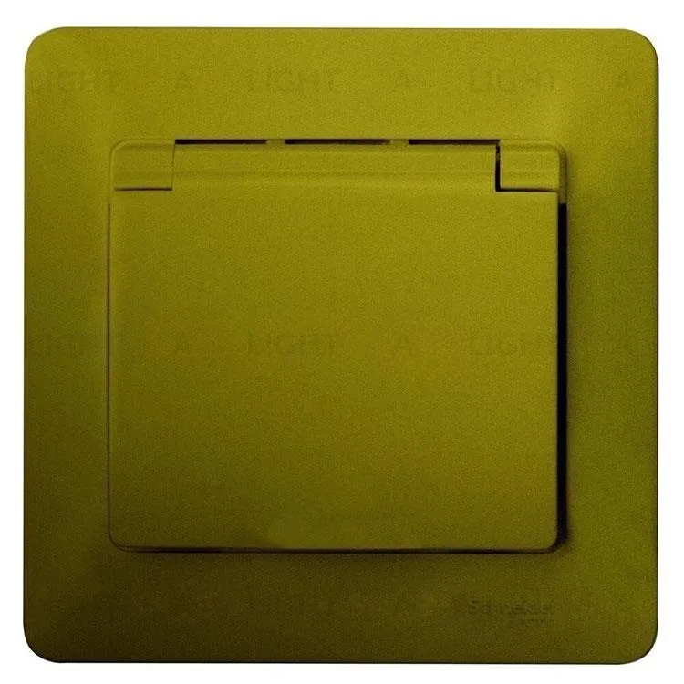 Розетка с рамкой с заземлением со шторками и откидной крышкой Schneider Electric Glossa, IP20 винтовые зажимы 16А/250В, фисташковый GSL001046 GSL001046