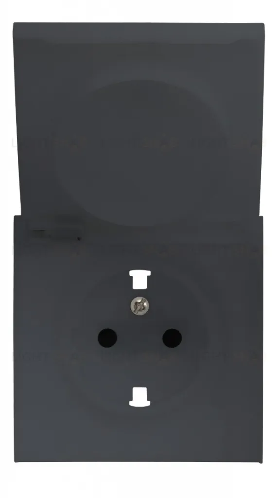 Rikett Лицевая панель для розетки 2к+з с крышкой черный матовый 35634 MB 35634 MB