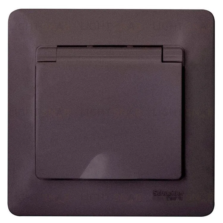 Розетка с рамкой с заземлением со шторками и откидной крышкой Schneider Electric Glossa, IP20 винтовые зажимы 16А/250В, сиреневый туман GSL001446 GSL001446