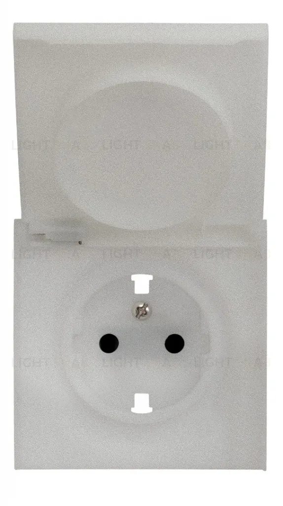 Rikett Лицевая панель для розетки 2к+з с крышкой платина 35634 PL 35634 PL