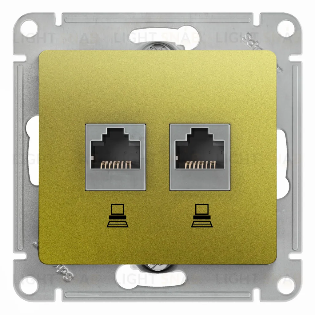 Розетка двойная компьютерная и телефонная Schneider Electric Glossa, фисташковый GSL001085 GSL001085