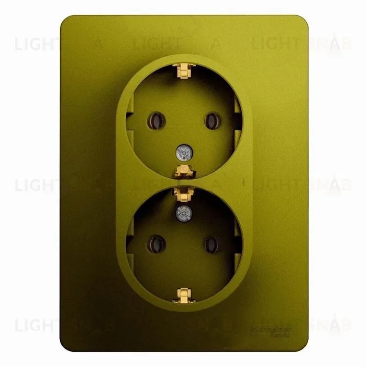 Розетка двойная с заземлением Schneider Electric Glossa, винтовые зажимы, фисташковый GSL001024 GSL001024