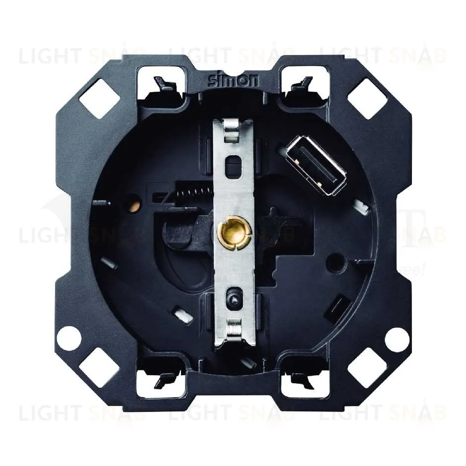 Simon 100 Розетка с заземлением и шторками Schuko 2Р+Е 16A 250В~ с з/у USB SmartCharge 2.1A 5В 10001432-039 10001432-039