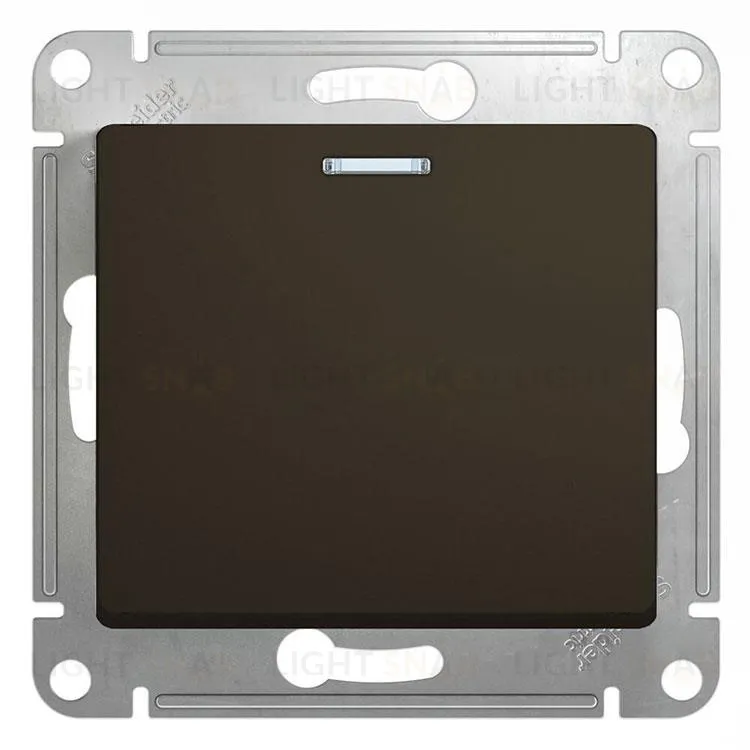 Переключатель одноклавишный с подсветкой Schneider Electric Glossa (вкл/выкл из 2-мест), шоколад GSL000863 GSL000863