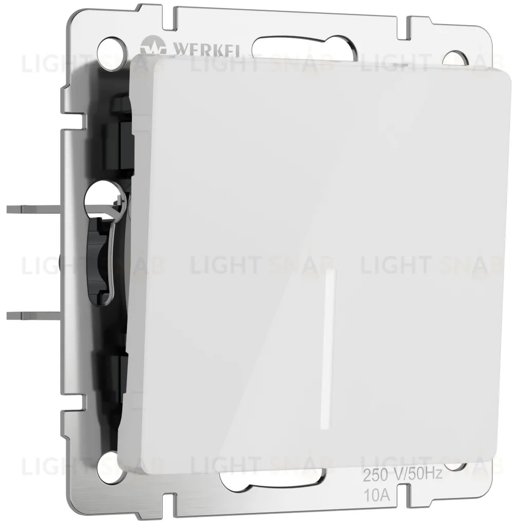 Выключатель одноклавишный проходной с подсветкой Werkel 10A/250В (из 2-х мест), белый акрил a064001 a064001