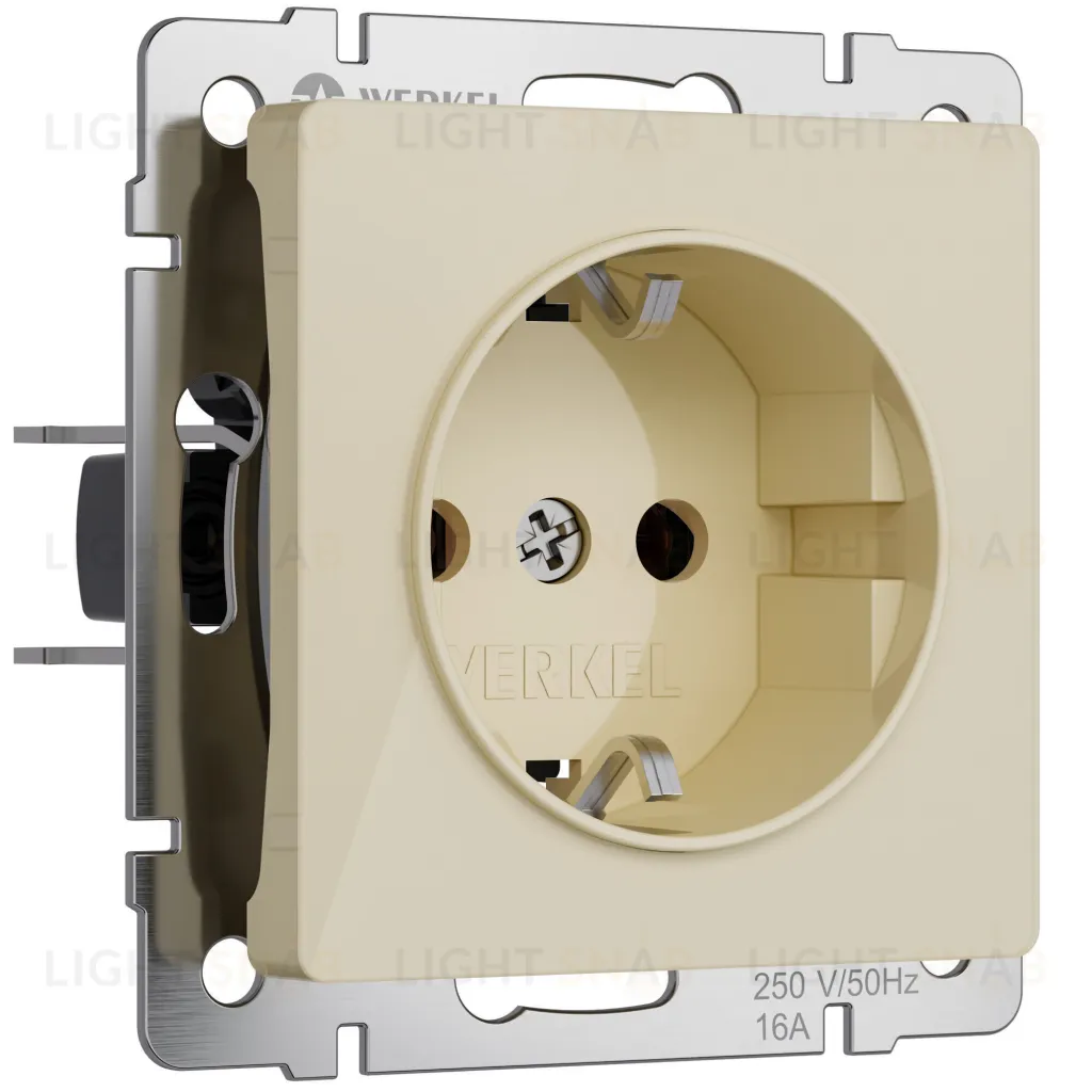 Розетка с заземлением и шторками Werkel 16A/250В, винтовой зажим, айвори акрил a064061 a064061