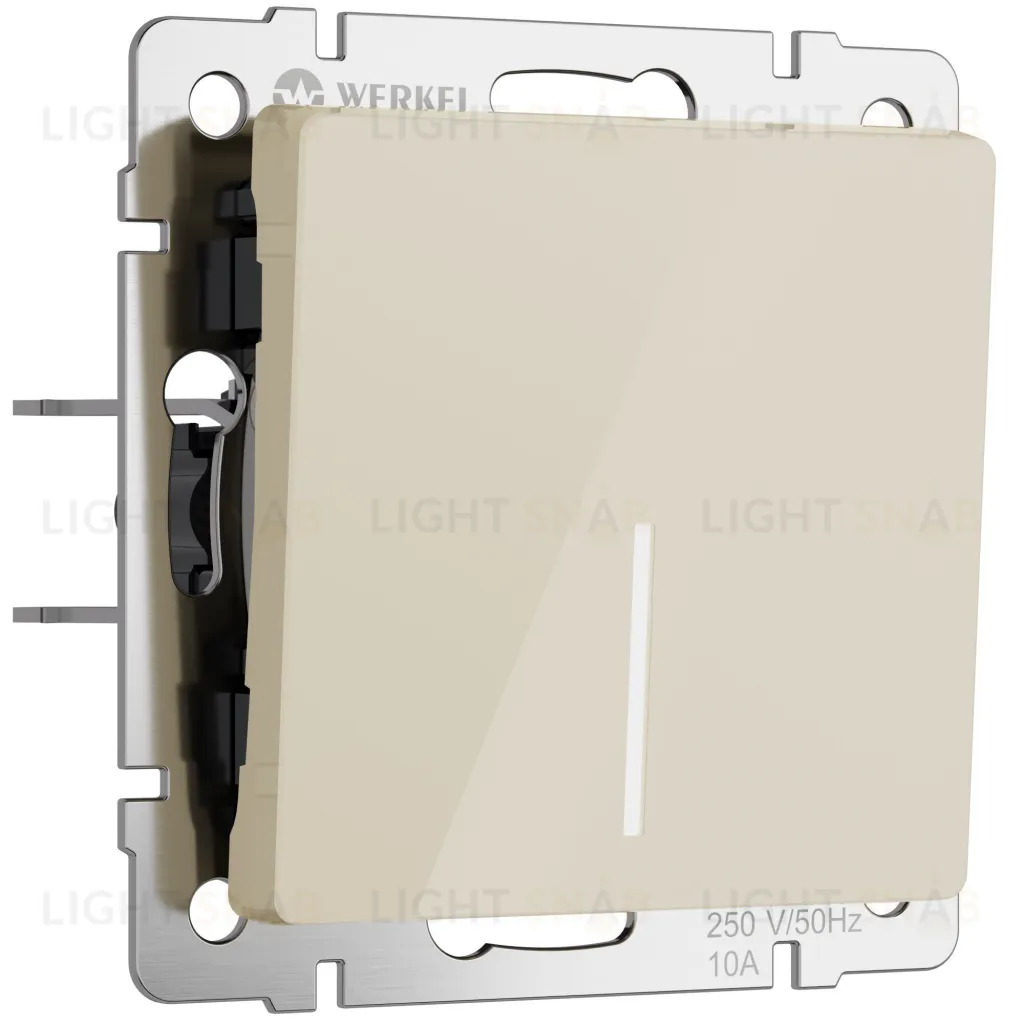 Выключатель одноклавишный с подсветкой Werkel 10A/250В айвори акрил a064053 a064053