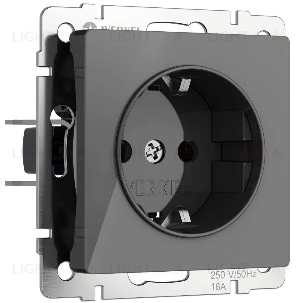 Розетка с заземлением Werkel 16A/250В, винтовой зажим, графит акрил a064090 a064090