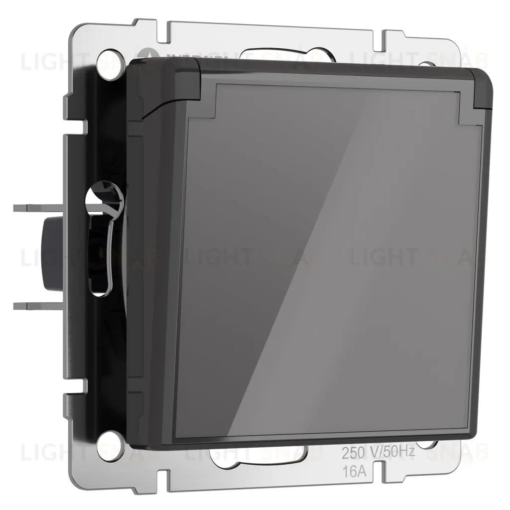 Розетка влагозащищенная с заземлением с защитной крышкой и шторками Werkel 16A/250В, винтовой зажим, графит акрил a064092 a064092