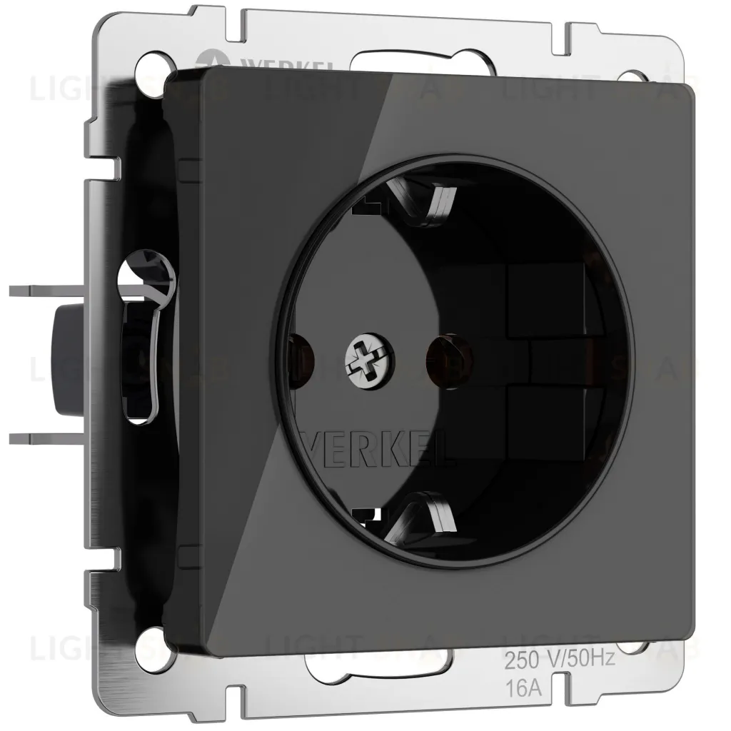 Розетка с заземлением Werkel 16A/250В, винтовой зажим, черный акрил a064041 a064041