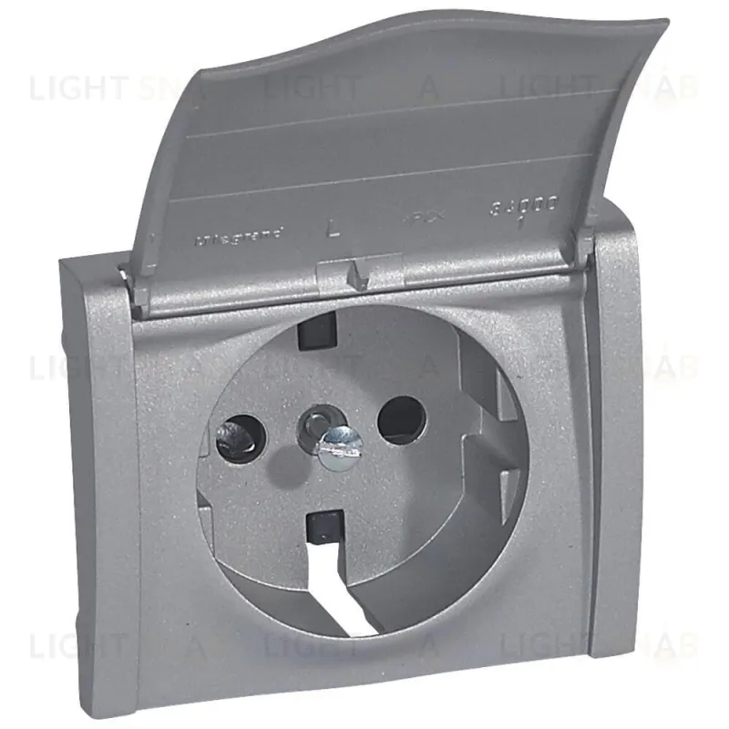 Legrand Galea Life Алюминий Накладка розетки с/з, с крышкой, с защитными шторками 771322 771322