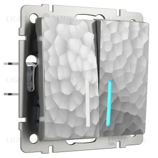 Выключатель двухклавишный с подсветкой Werkel Hammer 10A/250В серебряный a052087 a052087