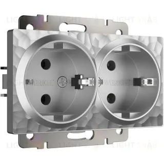 Розетка двойная с заземлением Werkel Hammer 16A/250В, винтовой зажим, серебряный a052074 a052074