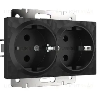 Розетка двойная с заземлением Werkel Hammer 16A/250В, винтовой зажим, черный a052050 a052050