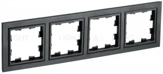 Рамка четверная IEK Brite черный BR-M42-K02 BR-M42-K02