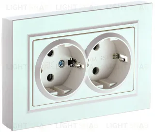 Розетка двойная с заземлением в сборе с рамкой IEK Brite, 16A/250В, жемчужный BR-R21-16-K36-F BR-R21-16-K36-F