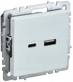 Розетка USB двойная A+C 18Вт IEK Brite жемчужный BR-U22-018-K36 BR-U22-018-K36