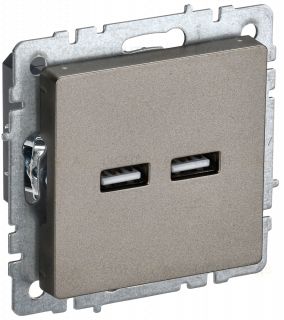 Розетка USB двойная A+A 5В 3,1А IEK Brite шампань BR-U21-D31-K37 BR-U21-D31-K37