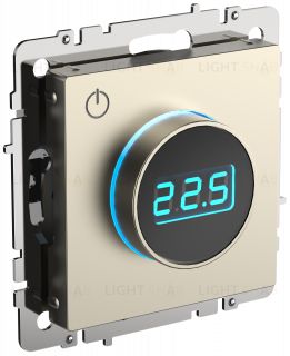 Термостат электронный с датчиком 2,4 м для теплых полов 16А, 3500Вт IEK Brite шампань BR-RT11-K37 BR-RT11-K37