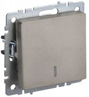 Выключатель 1-клавишный проходной с подсветкой 10А IEK Brite шампань BR-V12-1-10-K37 BR-V12-1-10-K37