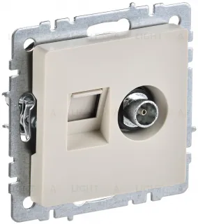 Розетка TV и интернет розетка RJ 45, 5 кат. IEK Brite, бежевый BR-AK20-1-K10 BR-AK20-1-K10