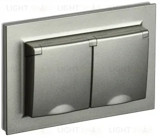 Розетка двойная с заземлением со шторками и крышкой в сборе с рамкой IP44 IEK Brite, 16A/250В, шампань BR-R26-16-44-K37-F BR-R26-16-44-K37-F